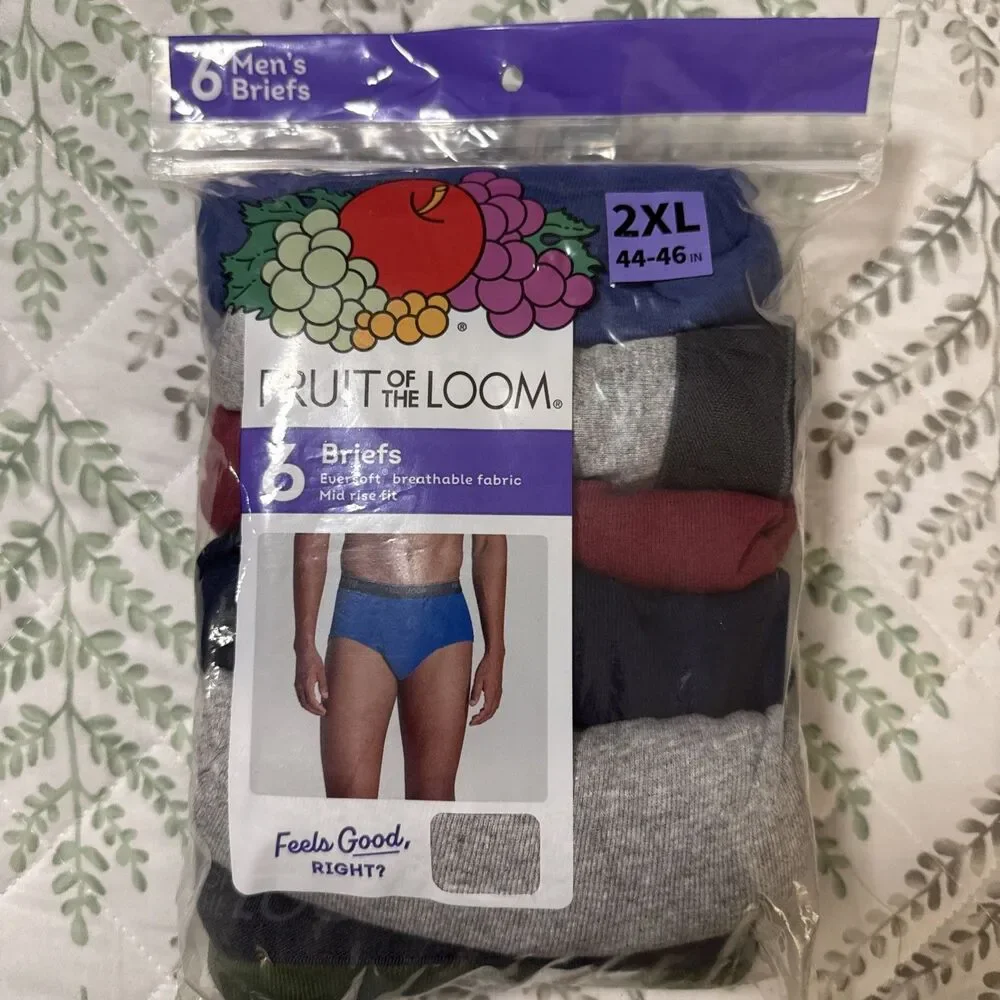 Fruit Of The Loom Mens Briefs Cotton 6 Pack Size 2XL (44-46 in.)